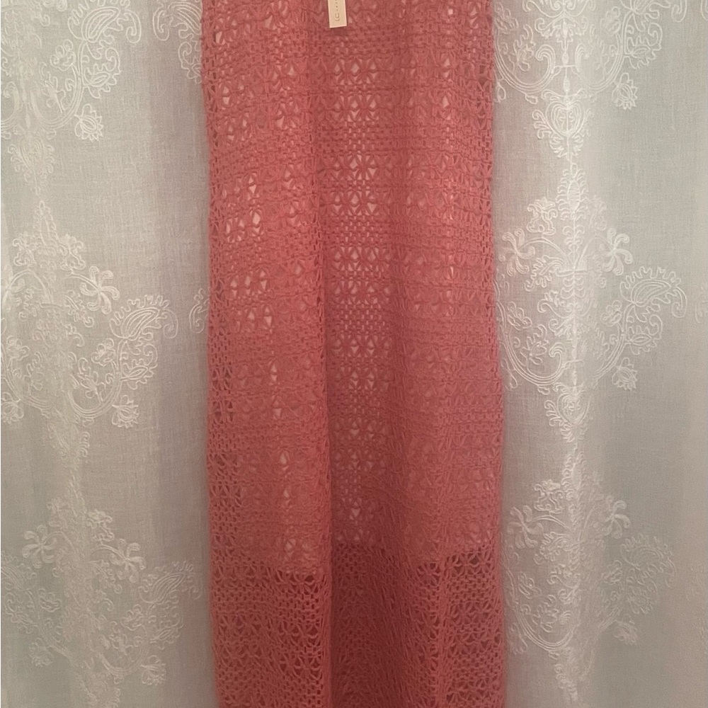 Lauren Conrad Peach Crochet Maxi Dress. Size L BNWT